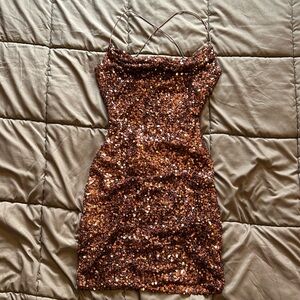 Copper/Brown sparkly formal dress